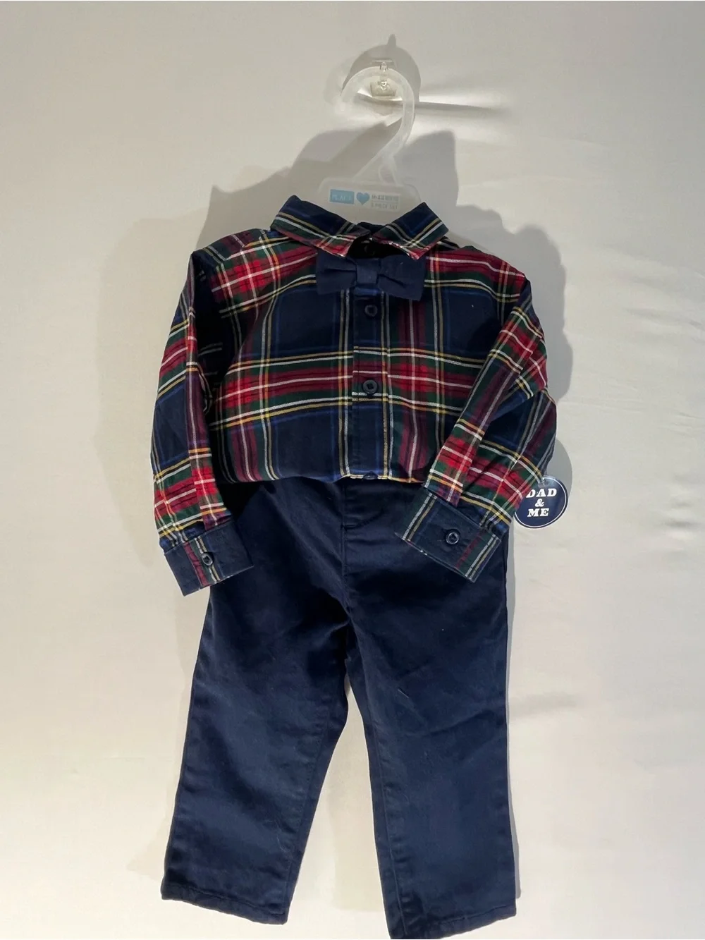 The Children's Place Navy, Red & Green Plaid Button-Front Bodysuit with Bow